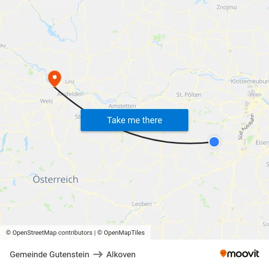 Gemeinde Gutenstein to Alkoven map