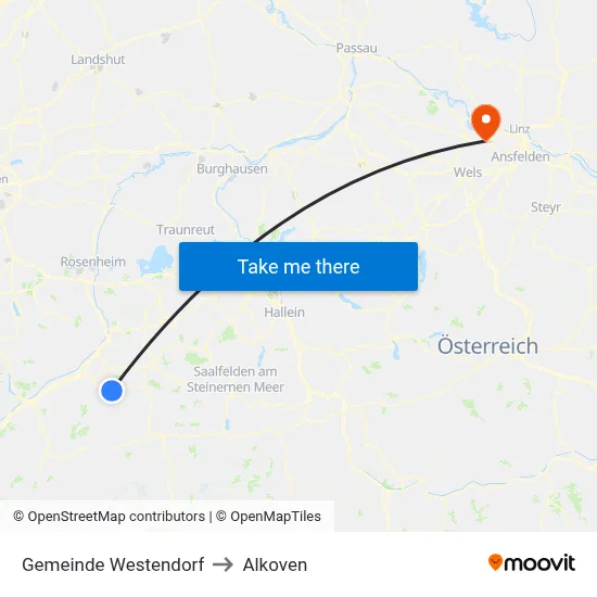Gemeinde Westendorf to Alkoven map