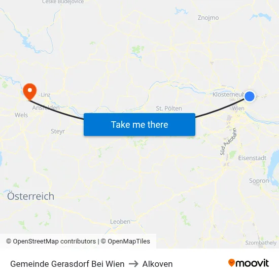 Gemeinde Gerasdorf Bei Wien to Alkoven map