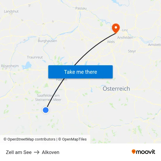 Zell am See to Alkoven map