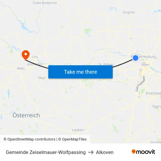 Gemeinde Zeiselmauer-Wolfpassing to Alkoven map