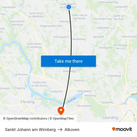Sankt Johann am Wimberg to Alkoven map