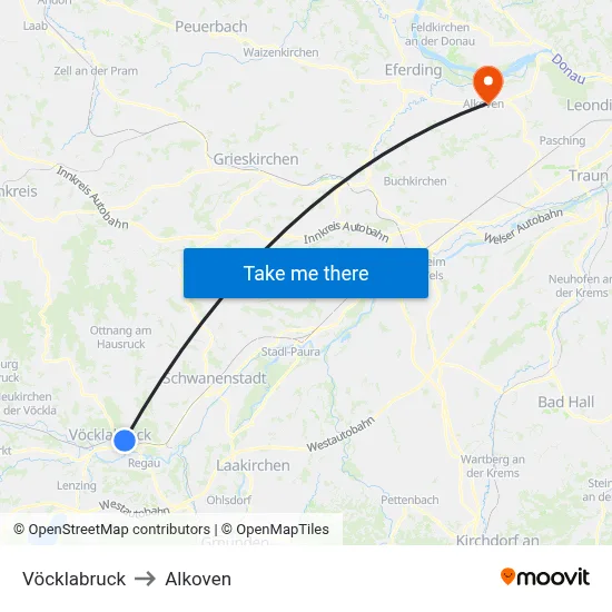 Vöcklabruck to Alkoven map