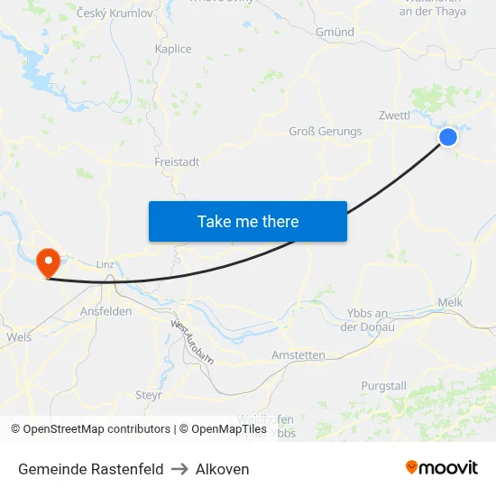 Gemeinde Rastenfeld to Alkoven map