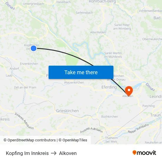 Kopfing Im Innkreis to Alkoven map
