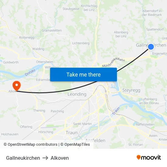 Gallneukirchen to Alkoven map