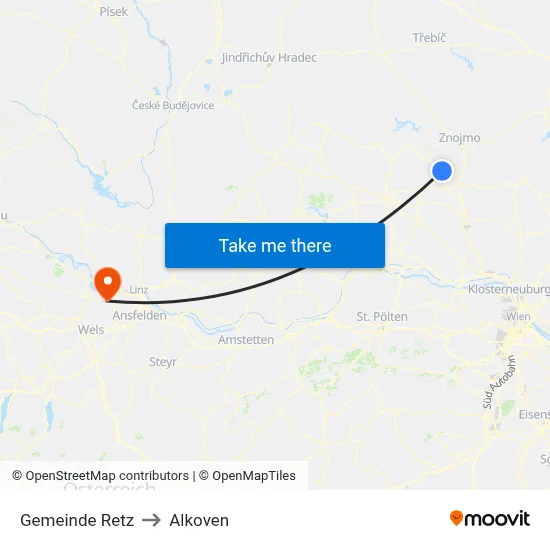 Gemeinde Retz to Alkoven map