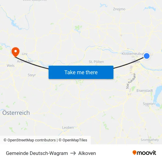 Gemeinde Deutsch-Wagram to Alkoven map