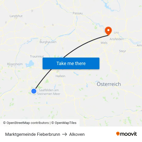 Marktgemeinde Fieberbrunn to Alkoven map