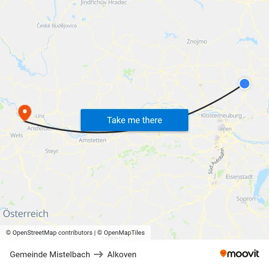 Gemeinde Mistelbach to Alkoven map