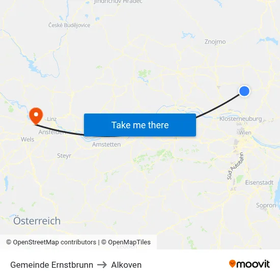Gemeinde Ernstbrunn to Alkoven map