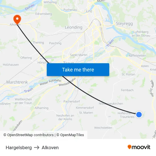 Hargelsberg to Alkoven map