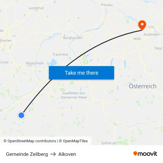 Gemeinde Zellberg to Alkoven map