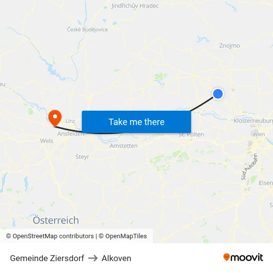 Gemeinde Ziersdorf to Alkoven map