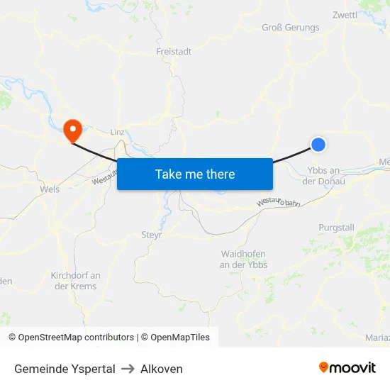 Gemeinde Yspertal to Alkoven map