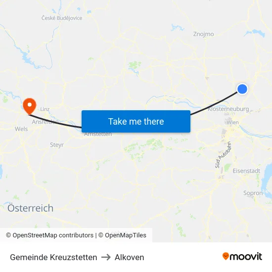 Gemeinde Kreuzstetten to Alkoven map