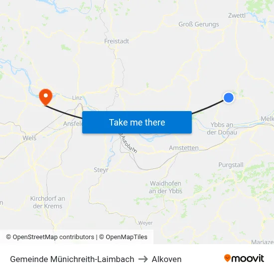 Gemeinde Münichreith-Laimbach to Alkoven map