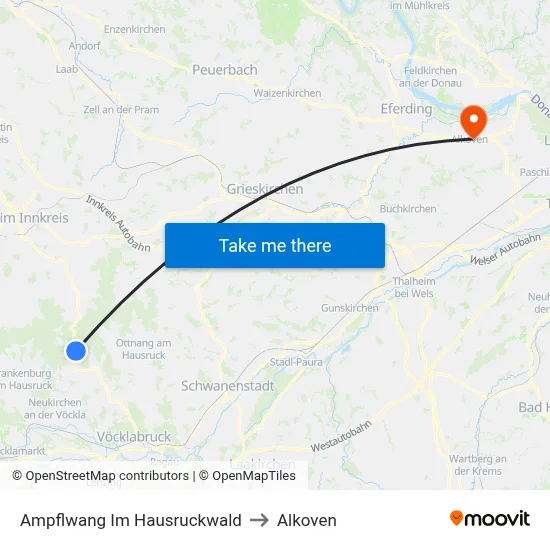 Ampflwang Im Hausruckwald to Alkoven map