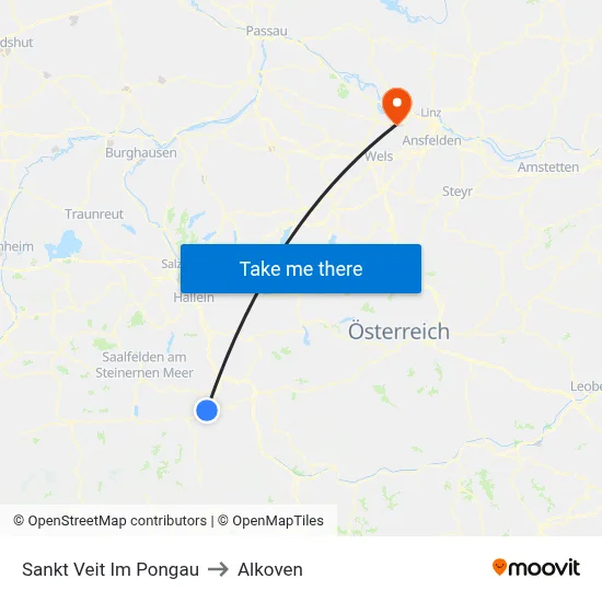 Sankt Veit Im Pongau to Alkoven map