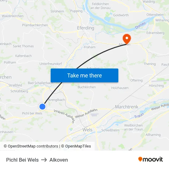 Pichl Bei Wels to Alkoven map