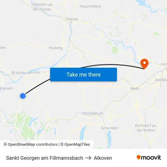 Sankt Georgen am Fillmannsbach to Alkoven map