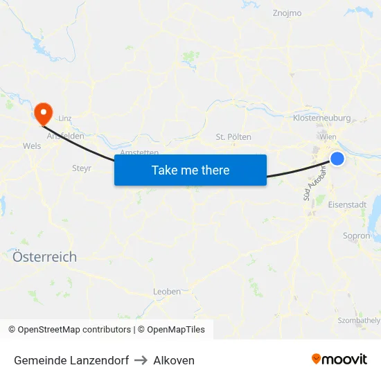 Gemeinde Lanzendorf to Alkoven map