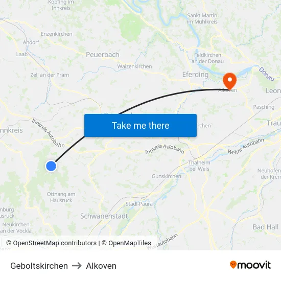 Geboltskirchen to Alkoven map