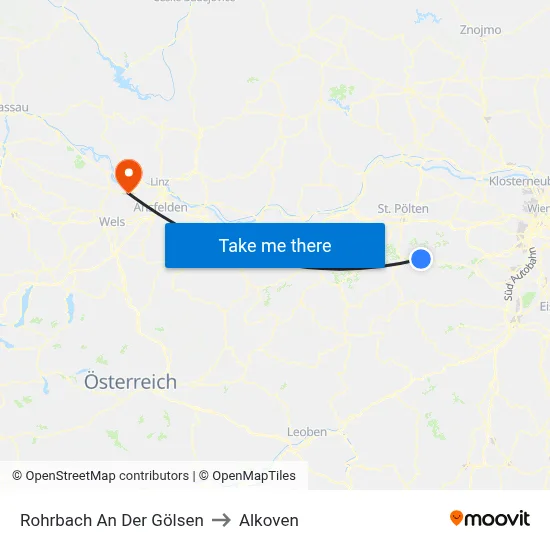 Rohrbach An Der Gölsen to Alkoven map