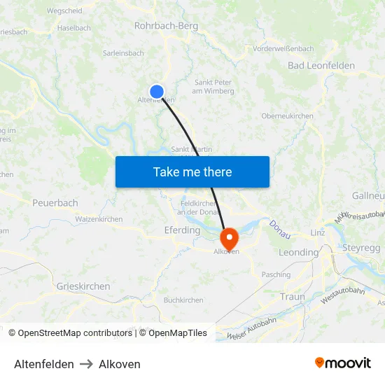 Altenfelden to Alkoven map
