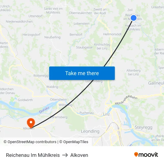 Reichenau Im Mühlkreis to Alkoven map