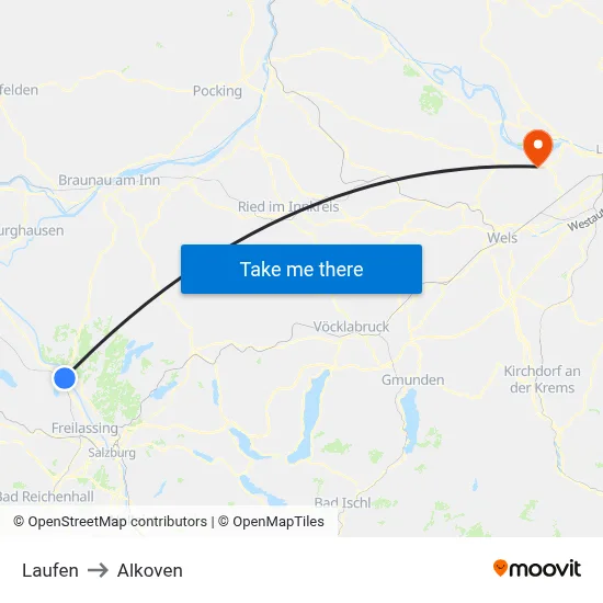 Laufen to Alkoven map