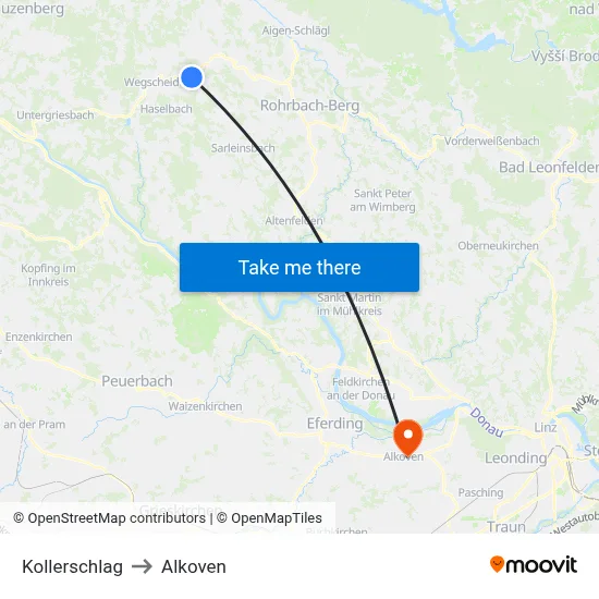 Kollerschlag to Alkoven map