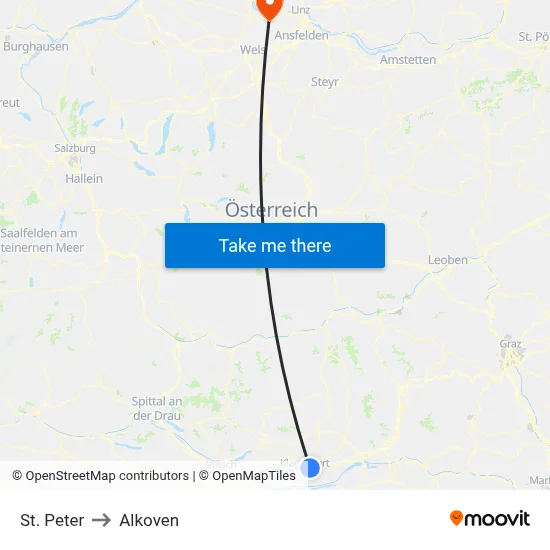 St. Peter to Alkoven map