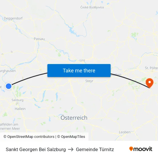 Sankt Georgen Bei Salzburg to Gemeinde Türnitz map