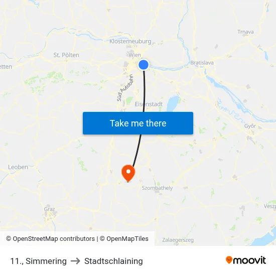 11., Simmering to Stadtschlaining map