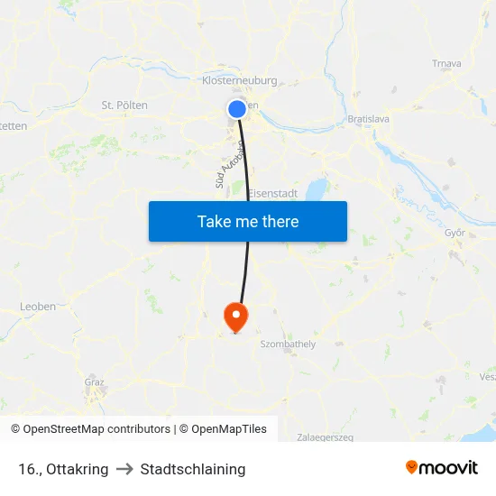16., Ottakring to Stadtschlaining map