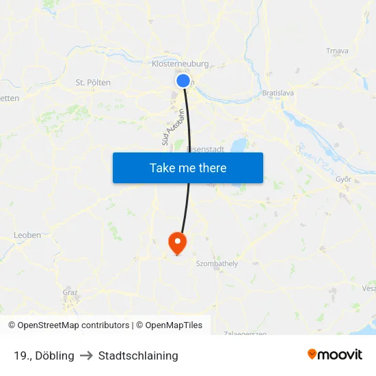 19., Döbling to Stadtschlaining map