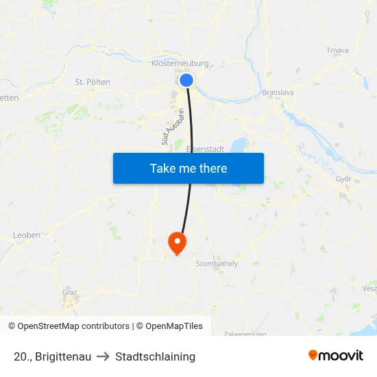 20., Brigittenau to Stadtschlaining map