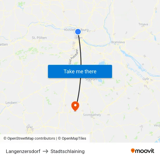 Langenzersdorf to Stadtschlaining map