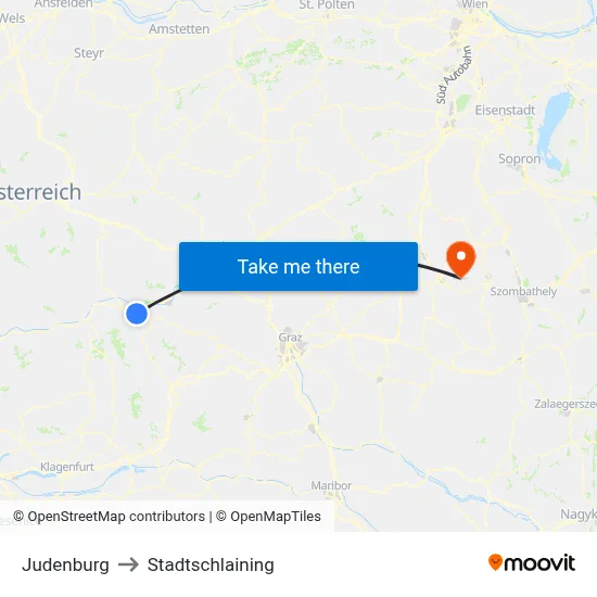 Judenburg to Stadtschlaining map