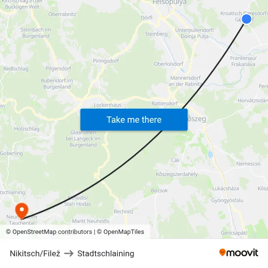 Nikitsch/Filež to Stadtschlaining map