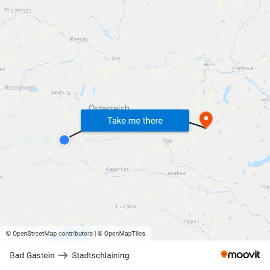 Bad Gastein to Stadtschlaining map