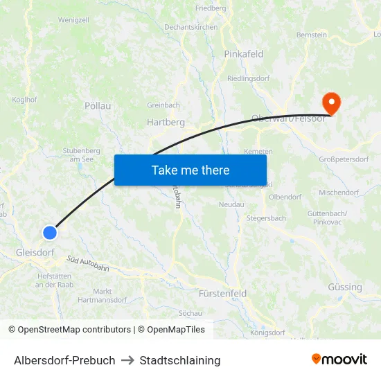 Albersdorf-Prebuch to Stadtschlaining map
