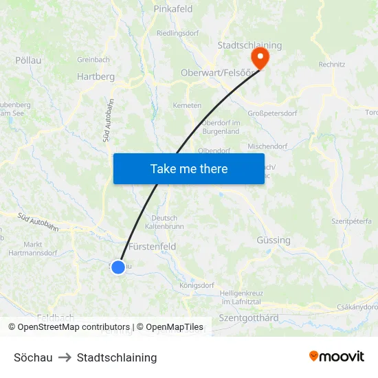 Söchau to Stadtschlaining map