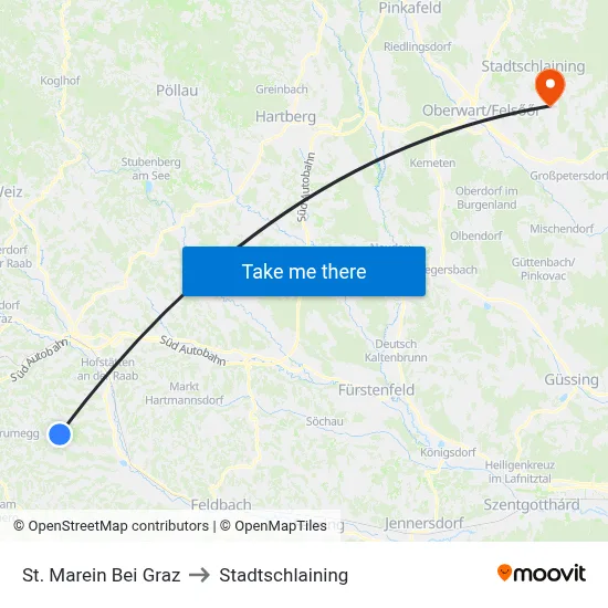 St. Marein Bei Graz to Stadtschlaining map