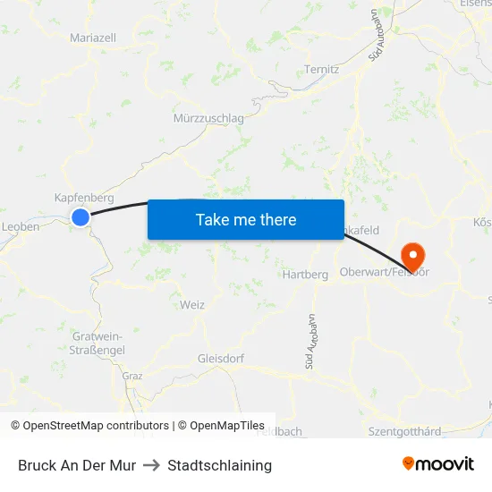 Bruck An Der Mur to Stadtschlaining map