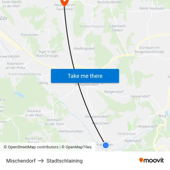 Mischendorf to Stadtschlaining map