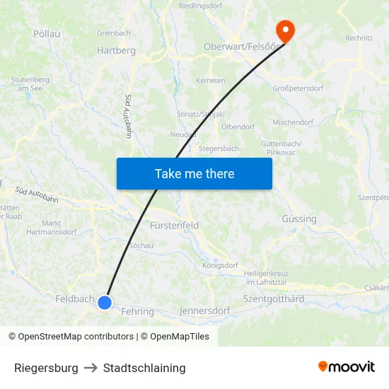 Riegersburg to Stadtschlaining map