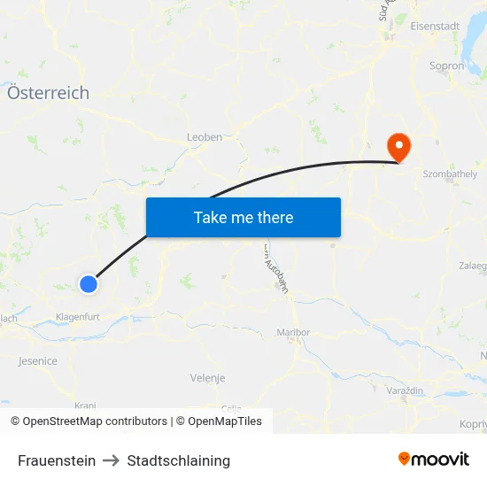 Frauenstein to Stadtschlaining map