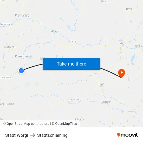 Stadt Wörgl to Stadtschlaining map